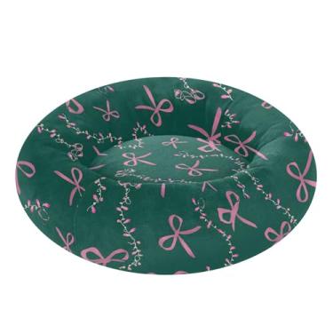 Imagem de SEHANY Cama fofa para cachorro com laço azul, removível e lavável, pequena, redonda para gatos, fofa, super macia, confortável, com fundo antiderrapante para cães pequenos, médios e gatos, 33 cm