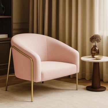 Imagem de Poltrona Sala Industrial Alta Dourado Stella Bouclê D03 - D'rossi Cor 