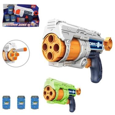 Imagem de Pistola de Brinquedo Lança Dardos, Kit com 12 Peças Tambor Giratório A partir de 3 Anos