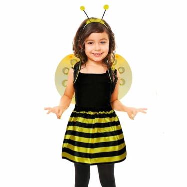 Imagem de Fantasia Abelha Infantil Com Asas Antenas Saia e Varinha (Abelha, Único)