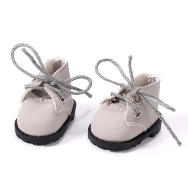 Imagem de Lyreh Sapatos de Mini Boneca, 5x2,3 cm Tênis de Couro Sintético para Boneca Pelúcia Sapatos Fofos com Escala Dedos Acessórios Roupa Brinquedo (Amarelo)