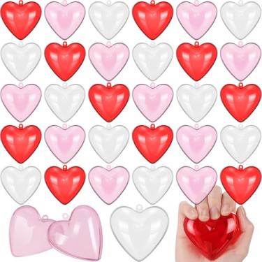 Imagem de Blulu Caixa de doces preenchida com corações dos namorados, 30 peças, suporte de recipiente de plástico rosa, lembrancinhas de festa de aniversário para troca de namorados, presentes para festa de dia