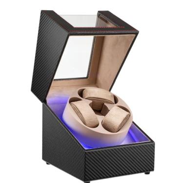 Imagem de J&T Technology Enrolador de relógio para relógios automáticos, enrolador automático de relógio com luz LED, caixa de relógio giratória com motor silencioso japonês, 4 modos de rotação, USB tipo C, TQW