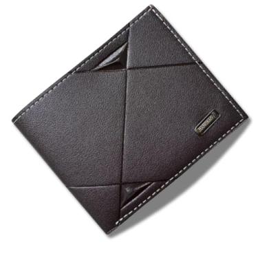 Imagem de Carteira masculina de couro legítimo premium slim fina elegante moderna resistente minimalista compacta durável estilosa prática design presente masculino casual social (marrom escuro)