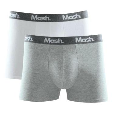 Imagem de Kit 2 Cueca Boxer Cotton Mash Masculina Cós Elástico, Branco, P