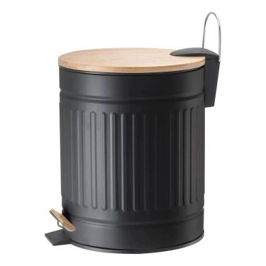 Imagem de Lixeira com Pedal Fluted 5 Litros - Preta – Mek