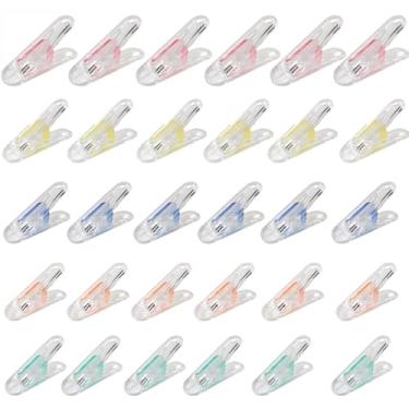 Imagem de CHENJIN 30 peças de plástico multiuso clipes transparentes resistentes 6 cada em cinco cores para lençóis, cobertores, fotos, sacos de chips, alimentos, escritório, etiquetagem