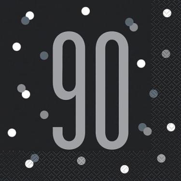 Imagem de Guardanapos descartáveis de almoço de 16 cm Glitz Party 90º aniversário - 16 ct.