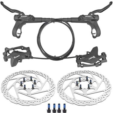 Imagem de HAIKS Conjunto de freio a disco MT200, kit de freio a disco hidráulico com rotores de 160 mm, dianteiro esquerdo 850 mm e traseiro direito 1450 mm, kit de freio hidráulico de pistão duplo de liga de