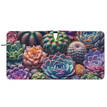 Imagem de Persiana de sol vibrante de suculentas coloridas para para-brisas de carro bonito caminhão dobrável guarda-chuva de para-brisa automotivo, guarda-sol, 81 cm x 157 cm