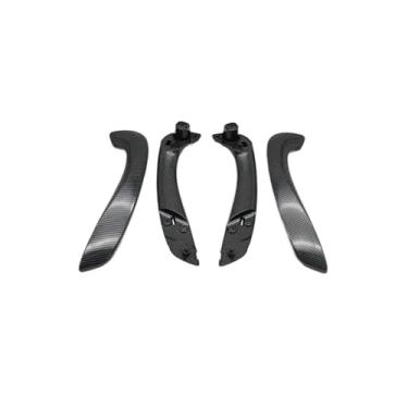 Imagem de Preto padrão de fibra de carbono frente esquerda ou direita porta interior maçaneta capa compatível para renault megane 3 mk3 fluence 2008-2016(Carbon Fiber Pattern Assembly 4PCS)