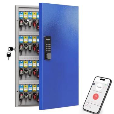 Imagem de WeHere Caixa de bloqueio de chave com código, armário de 96 chaves com acesso ao aplicativo Bluetooth, desbloqueio de senha única, desbloqueio remoto via gateway, caixa de armazenamento de chave de