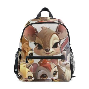 Imagem de GAIGEO Cute Cartoon Animals Bunny Backpack for Baby, 10x4x12 In, Kindergarten Backpack for Boys Includes Water Bottle Pockets, Whistle Clip for Safety