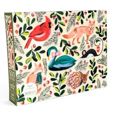 Imagem de Woodland Animals 500 Piece Puzzle for Adults, Cozy Christmas Jigsaw with Fox, Cardinal, Deer, and Swan – Hand-Painted Winter Forest Scene by 1Canoe2, Whimsical for Nature Lovers