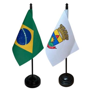 Imagem de Kit Bandeira de Mesa do Brasil e Belo Horizonte, 26cm Altura, 18x11cm Bandeiras, Tecido Oxford, Base Plástica, Decorativo, Escritório, Eventos, Multicolorido