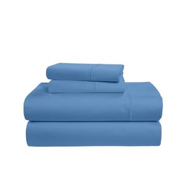 Imagem de LANE LINEN Lençóis de cama king 100% algodão egípcio, sem comprimidos, lençóis king size, tecido de cetim macio e confortável para acabamento suave e sedoso, disponível em várias cores - Jaspe azul