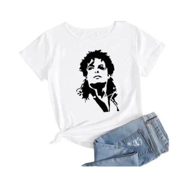 Imagem de Camiseta Gráfica plus Size Feminina Michael Jackson Estilo Harajuku Ro