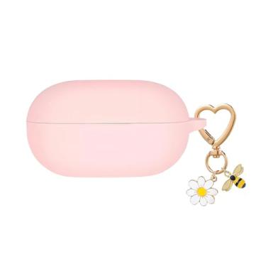 Imagem de QIMZBAAT Capa para Beats Solo Buds com chaveiro fofo de flor de margarida de abelha, capa de silicone macio à prova de choque, capa protetora para Beats Solo, capa de carregamento para mulheres e
