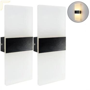 Imagem de 2 Arandela Interna Sala Acrilico Jateado Led Integrado Lup94 - Acende 