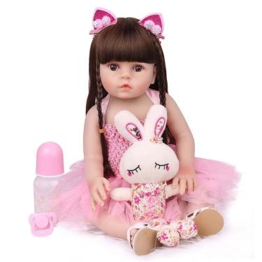 Imagem de Boneca Bebê Reborn Laura Baby Gabriela Vinil Silicone 47Cm