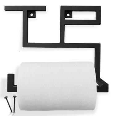 Imagem de Suporte de papel higiênico de ferro premium Built-rite-4U, design minimalista de montagem na parede, preto, à prova d'água, antiferrugem, 16,5 x 20 cm, capacidade resistente de 22,7 kg