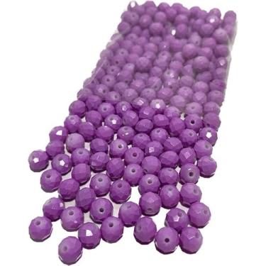 Imagem de 200 Miçangas de Cristal 8mm para Artesanato Bijuterias e Confecção de Guias – Contas de Vidro Facetadas (Lilás leitoso)