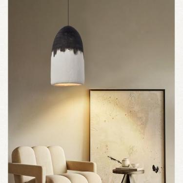 Imagem de Luminária pendente moderna, 30 x 55 cm, estilo Wabi Sabi, para restaurantes, com altura ajustável e soquete E27. Ideal para quartos, salas de estar, salas de jantar, bares, etc.