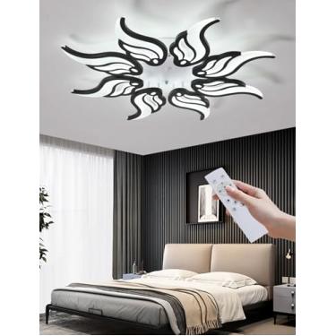 Imagem de Luminária de teto LED moderna, dimerizável, com design em formato de flor, em acrílico, com controle remoto, ideal para sala de estar, sala de jantar, quarto, cozinha, quarto infantil e escr