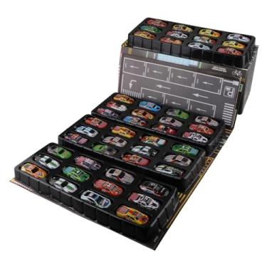 Imagem de MERIGLARE Conjunto de 48 carrinhos de brinquedo com mecanismo de fricção, garagem, estacionamento e tapete de brincar. Ideal para festas infantis a partir de 3, Vermelho