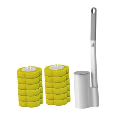 Imagem de Fenteer Escova de vaso sanitário, escovas para limpeza de vaso sanitário, acessórios para banheiro, esfregão de cabo longo para casa, Amarelo