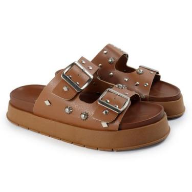 Imagem de Papete Feminina Fivelas CHARLOTTE Sola Alta, Caramelo, 38