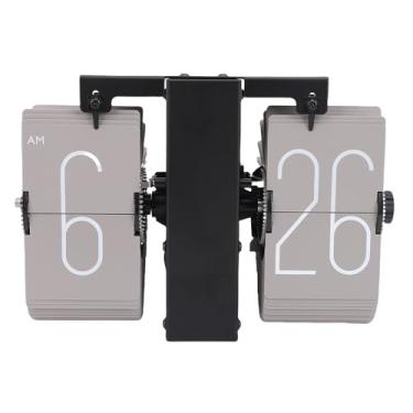 Imagem de Fockety Relógio Flip retrô, Relógio de Mesa Mecânico Automático de Plástico de Aço Inoxidável Vintage Com Função de Página de Inversão Automática, para Decoração de Mesa de Sala de (Cinza)