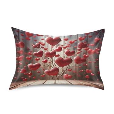 Imagem de ATTX Fronha de cetim Red Hearts Trees com fecho de envelope, macia e refrescante para cabelo e pele, tamanho padrão 20 x 26 polegadas (46)