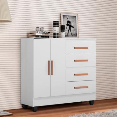 Imagem de Comoda 4 Gavetas 2 Porta com Pes Lite Moveis Leao