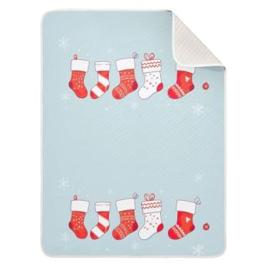 Imagem de Wassud Meias de Natal, cobertor de bebê fofo para meninos e meninas, cobertor para recém-nascidos, cobertores macios para bebês 76 x 101 cm