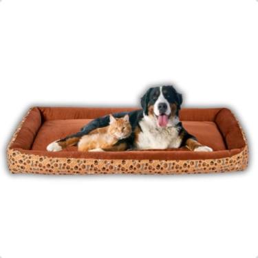 Imagem de Cama Grande para Cachorro e Gato – Caminha Pet Confortável com Laterais Altas e Fundo Impermeável(Pata Marrom)