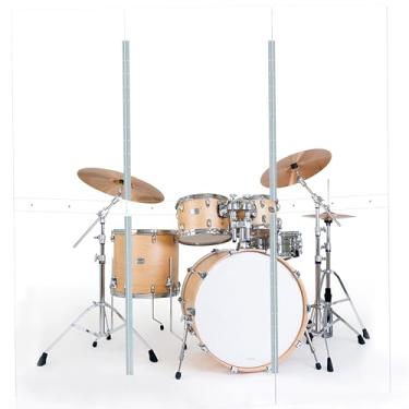 Imagem de Protetor de tambor (3 painéis com defletores) Converte em dobradiças de aço inoxidável de comprimento total de 6 m x 1,5 m. Gaiola de tambor para casa, igreja, prática e apresentações