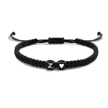 Imagem de Pulseira de corda trançada de acrílico ajustável simples com letras gravadas - Presente unissex para qualquer ocasião, Medium, Acrílico, Sem Pedra Preciosa