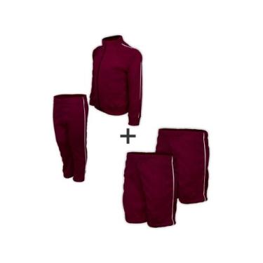 Imagem de Kit Uniforme Escolar Helanca Elanca Completo Vinho, 08