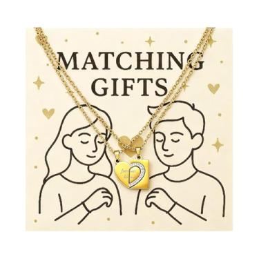 Imagem de Zurlcdye 2 peças, colar de coração para mulheres e homens, casal, amor eterno, pingente fofo, corrente delicada, colar de declaração de dia dos namorados, acessórios de joias de aniversário, presentes