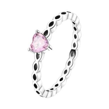 Imagem de Anel De Prata Esterlina 925 Feminino Com Design De Vaga-lume E Rosa Va