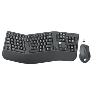 Imagem de FOPETT Teclado ergonômico sem fio para PC, combo de teclado e mouse sem fio de tamanho completo de 2,4 G, teclado dividido natural confortável para Windows, computador, desktop, laptop
