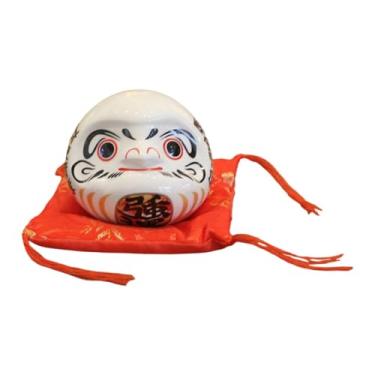Imagem de Ｂｅｓｇａ Cofrinho Daruma de Cerâmica, Estátua de Boneco Daruma, Centro de Mesa, Estatueta Japonesa da Sorte, Decoração de Mesa para Estante, Branco