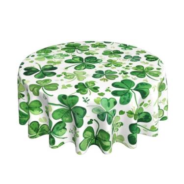 Imagem de DEKIFNHG Toalha de mesa redonda para o dia de São Patrício, 152 cm, decoração de trevo, toalha de mesa redonda para Dia de São Patrício, festas de piquenique, ambientes internos e externos