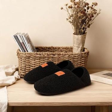 Imagem de Pantufas femininas para uso interno, com forro leve de tecido macio, ideal para todas as estações, chinelos femininos, Preto, 8.5-10 Women/7-8.5 Men