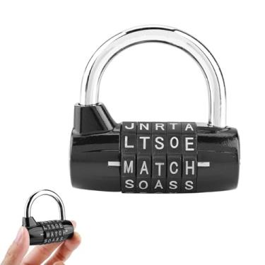 Imagem de Fechadura De Combinação De 5 Dígitos, Cadeado De 5 Letras, Cadeado à Prova D'água Para Armário De Escola, Academia, Cerca, Caixa De Ferramentas, Armário De Armazenamento(Preto)