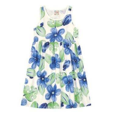 Imagem de Vestido Infantil Menina em Malha Flores Branco Brandili-Feminino