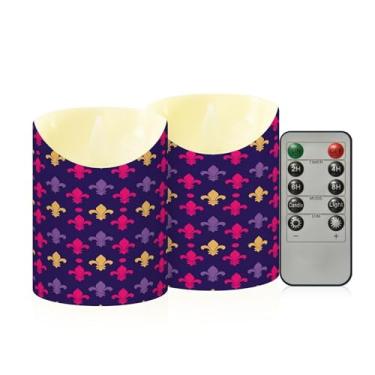 Imagem de Wassud Pacote com 2 velas de flores sem chama de carnaval com controle remoto, velas realistas cintilantes com temporizador, velas decorativas para Natal, casamento, festa, decoração de casa pequena