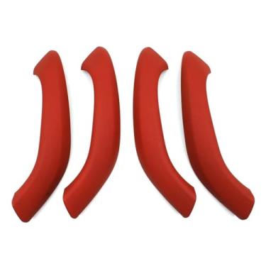 Imagem de Compatível com bmw x1 x2 f48 f49 f39 2016-2020 preto bege acessórios do carro esquerda direita maçaneta da porta interior substituição do painel de cobertura exterior substituição(Red 4pcs set)