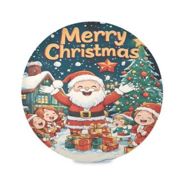 Imagem de STAYTOP Jogo americano redondo Merry Christmas, 6 peças, tapetes de mesa antiderrapantes fáceis de limpar para casa, cozinha, churrasco, festa, decoração de mesa